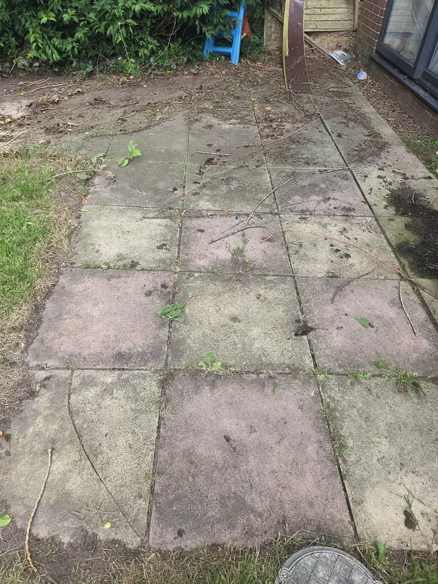 Patio before cleaning